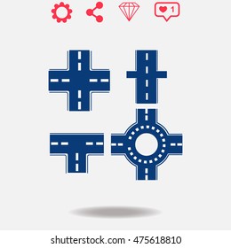 Road vector icon on grey background.