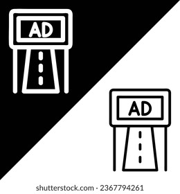 Road Vector Icon, Outline-Symbol, aus der Sammlung von Werbesymbiegesymbolen einzeln auf schwarz-weißem Hintergrund.