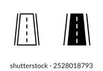 Road vector icon set in black and white color.