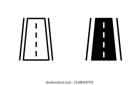 Ícone do vetor de estrada definido em preto e branco.