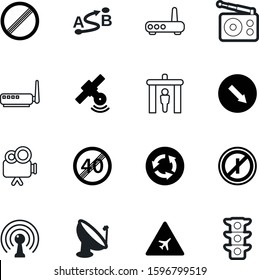 road vector icon set such as: warning, trip, cross, tracking, box, speed, restriction, telecommunication, music, control, path, bar, board, space, sky, construction, all, crossroads, production