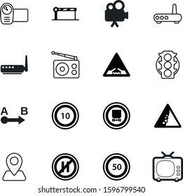 road vector icon set such as: speaker, destination, stand, marker, tv, journey, rear, path, city, restriction, airport, station, even-numbered, truck, tow, walking, hazard, bus, numbered