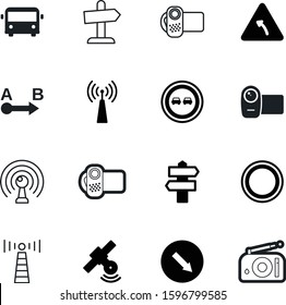 road vector icon set such as: pointer, overtaking, telephony, navigator, tuner, beacon, empty, service, making, blank, restricted, art, fm, smart, prohibition, prohibited, arrowhead, tour, round