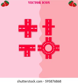 Road vector  icon. Strawberry Background.