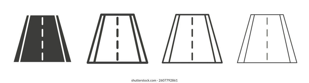 Road vector icons in black and blue colors