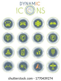 road vector icons on white background with dynamic lines for animation for web and user interface design