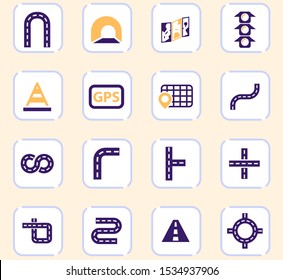 Road vector icons for user interface design
