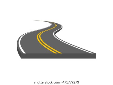 Road Vector Illustration Curved Highway Markings Stock Vector (Royalty ...