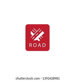 road vector logos, with road shapes like crosses and white backgrounds make it simple, modern.