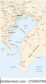 Road Vector Map Of The Bay Of Tokyo Metropolitan Area On The Pacific Coast