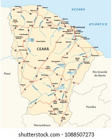 road vector map of the brazilian state ceara