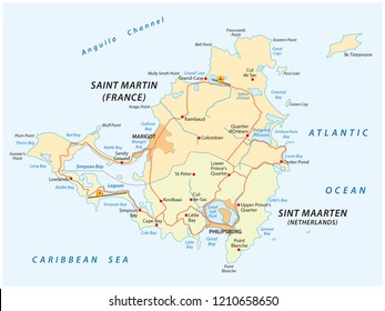 road vector map of Sint Marteen-Saint-Martin