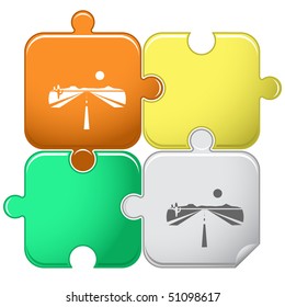 Road. Vector puzzle.