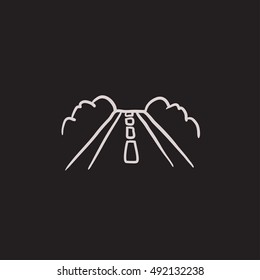 Road vector sketch icon isolated on background. Hand drawn Road icon. Road sketch icon for infographic, website or app.
