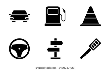 road and vehicle icon set, symbol vector template collection