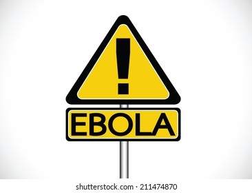 road warning exclamation point warns about Ebola virus concept 