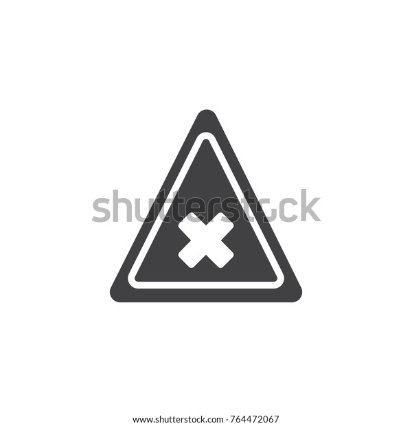 Road warning\
icon vector, filled flat sign, solid pictogram isolated on white.\
Cross mark symbol, logo\
illustration.