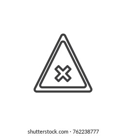 Road warning line icon, outline vector sign, linear style pictogram isolated on white. Cross mark symbol, logo illustration. Editable stroke