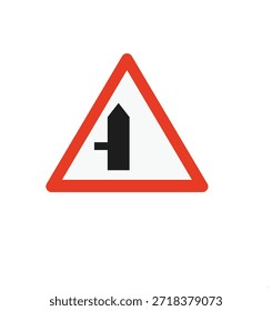 Icono de señal de advertencia vial con triángulo rojo y símbolo de tráfico. Señal de Ilustración vectorial plana de precaución para la seguridad vial, el transporte y las alertas de conducción.