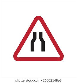 road warning sign narrows both sides vector illustration as a warning so that drivers can adjust their speed and driving style to avoid accidents