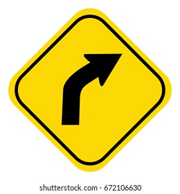 road warning sign right curve ahead