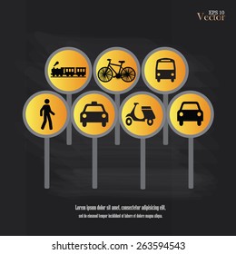 road warning sign.Image of various road signs isolated on chalkboard.road sign vector