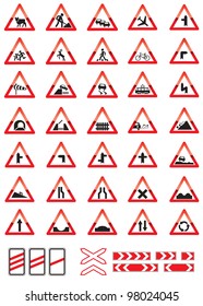 Road Warning Signs Stock Vector (Royalty Free) 98024045 | Shutterstock