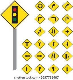 Road Warning Signs and Directional Indicators
