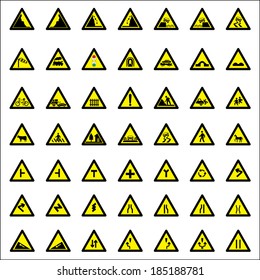 Hazard Warning Signs Set Signs Warning Stock Vector (Royalty Free ...