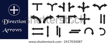 Road way arrow icon vector set. Set of all direction arrows. Vector illustration.