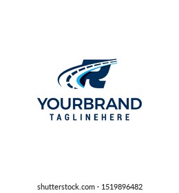 Road Way Asphalt Logo Letter R. R Road Logistics Letter Design in Vector template