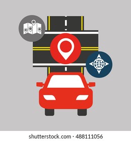 road way with gps icon vector illustration design