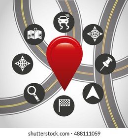 road way with gps icon vector illustration design