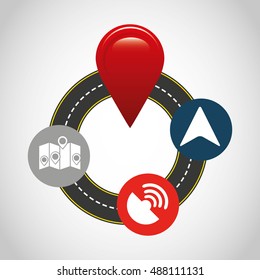 road way with gps icon vector illustration design