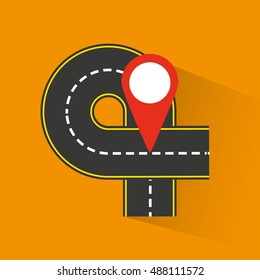 road way with gps icon vector illustration design