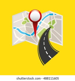 road way with gps icon vector illustration design