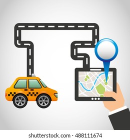 road way with gps icon vector illustration design