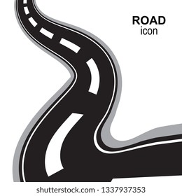 Road, way or highway perspective vector icon. Speedway silhouette, street pictogram or travel emblem isolated