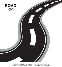 Road, way or highway perspective vector icon. Speedway silhouette, street pictogram or travel emblem isolated