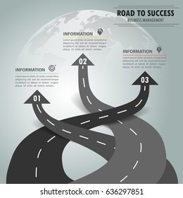 Road way infographic template 3 options. can be used for workflow layout, diagram, number options, timeline and steps