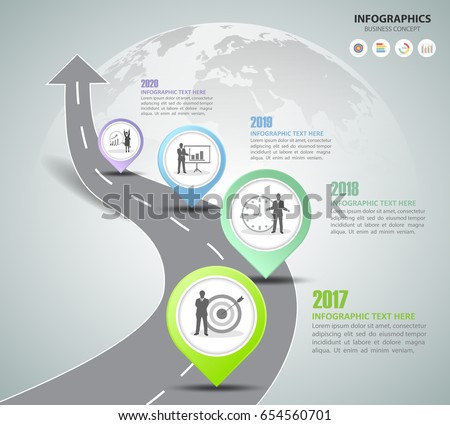 Road way infographic template 4 options. can be used for workflow layout, diagram, number options, timeline and steps