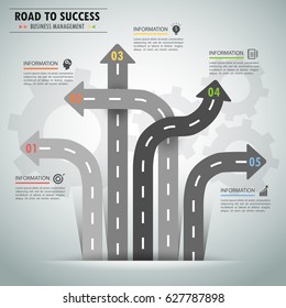 Road way infographic template 5 options. can be used for workflow layout, diagram, number options, timeline and steps