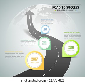 Opciones de plantillas de infografía por carretera. se puede utilizar para diseño de flujo de trabajo, diagrama, opciones de número, escala de tiempo y pasos