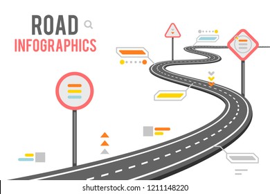 Road way infographics signs design vector illustration