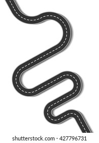 Road way location infographic template. Winding road on a colorful background. Stylish streamers. Vector EPS 10