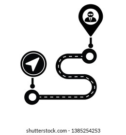 Road way location with navigation icon