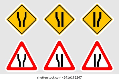 Road widens ahead sign. Vector design.
