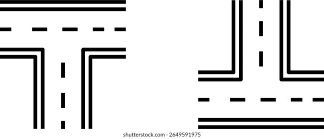 Road, winding and fork highway. Winding road. isolated on transparent background. Journey two lane curve asphalt pathway going into the distance. Route direction and navigation signs.