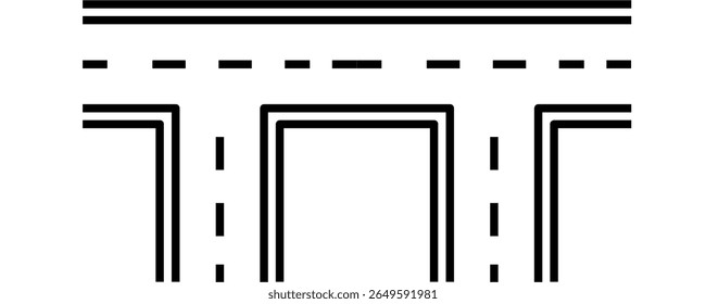 Road, winding and fork highway. Winding road. isolated on transparent background. Journey two lane curve asphalt pathway going into the distance. Route direction and navigation signs.