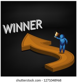 Road to winner. stock  illustration Vector. illustration on black gradient background.